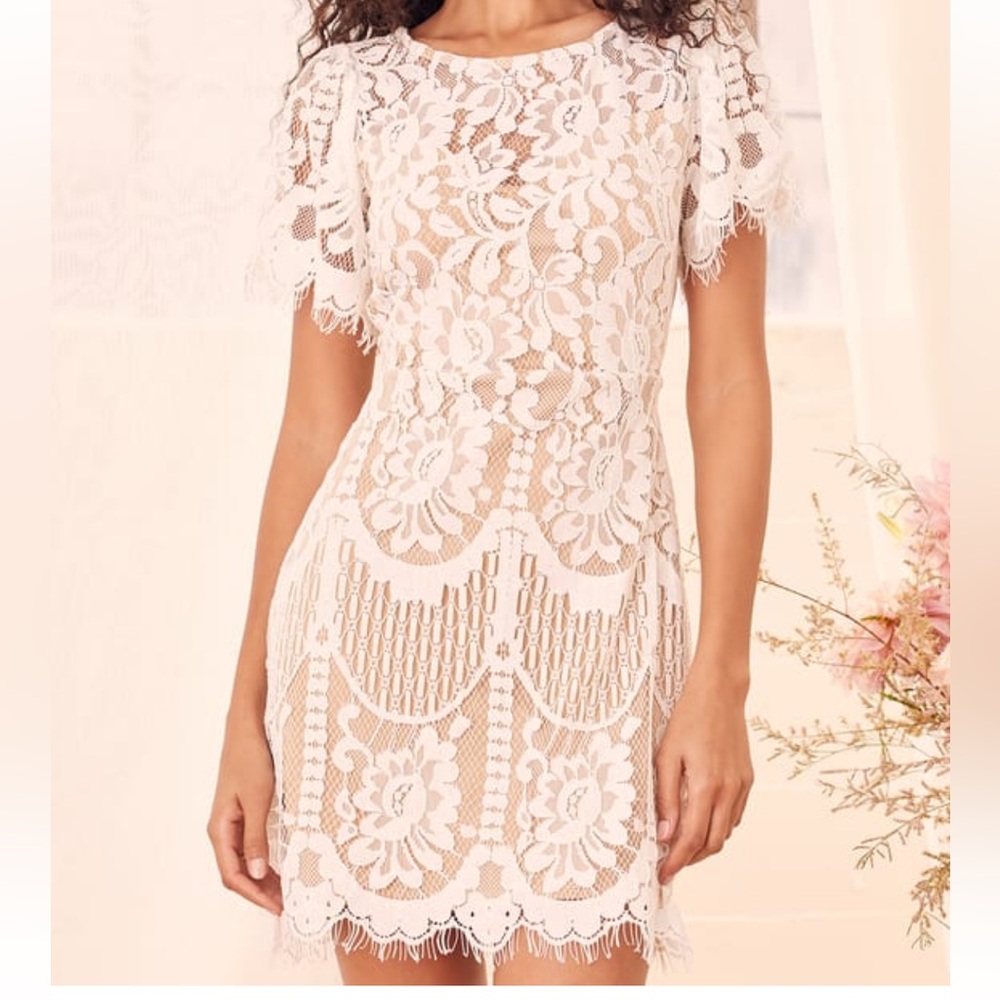 Pearson White Lace Short Sleeve Dress from Lulu’s